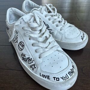 White custom art Golden Goose sneakers